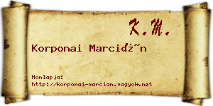 Korponai Marcián névjegykártya